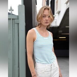 Oak + Fort women's striped sleeveless tank top size M black and white